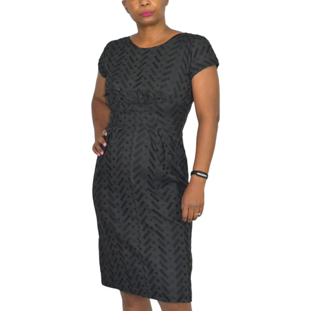 Vintage MarTee Eyelet Dress Black 50s Pencil Cocktail Mod Sheath LBD Size Small